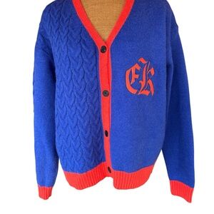 Edikted Blue Cardigan with Red Accents